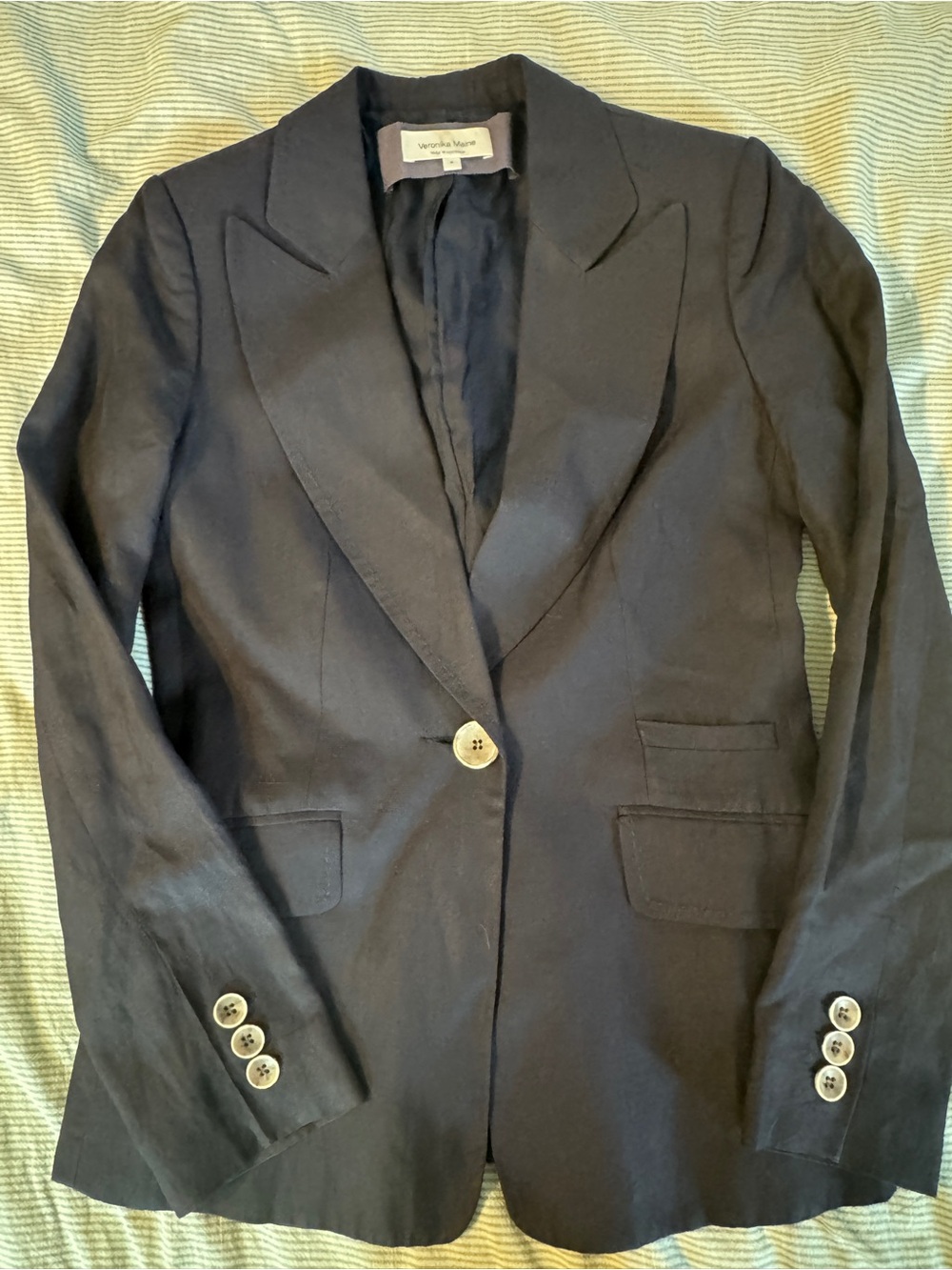 Veronika Maine Women's Navy Single-Button Blazer